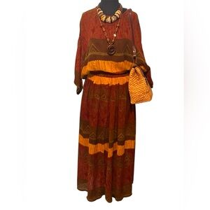 WAVES Vintage Bohemian Two Piece Maxi Set Size Oversized L